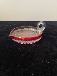 Vintage Bohemian Cranberry Cut To Clear Wine Taster