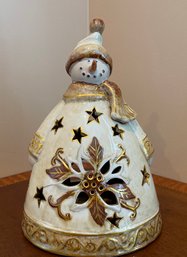 Beautiful Ceramic Snowman Tealight Candle Holder