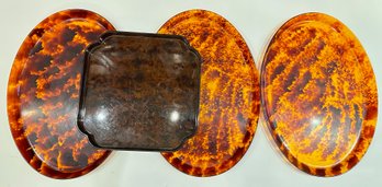 4 Large Tortoise Shell Plastic Trays