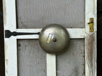 An Awesome Authentic Vintage Trolley Bell, Circa 1930s, Attached To A Screen Door (Door Optional)