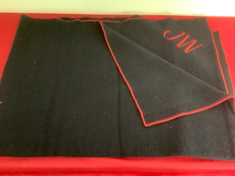 Black And Red Scarf With JW Embroidered