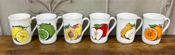 Vintage Fruit Themed Ceramic Coffee Mugs