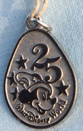 Walt Disney World 25 Year Sterling Silver Pendant Charm