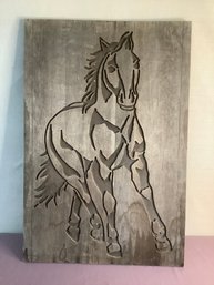 Wood Carved Horse Plaque