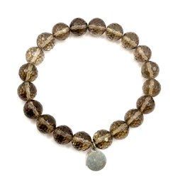 Lovely Smokey Quartz And Sterling Silver Goodness Pendant Bracelet