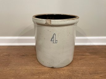 Antique Four Gallon Stoneware Crock
