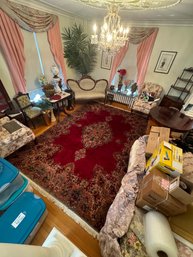 Elegantly Detailed Deep Red Rectangular Floor Rug