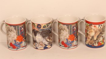 SET OF 4 ROYAL DOULTON KITTENS EVERYDAY FINE CHINA COFFEE CUPS / MUGS FROM 1998