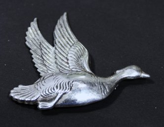 Vintage Silver Brooch Large Duck In Flight