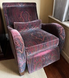 Kravet Furniture Velvet Recliner Armchair On Solid Wood Legs, Matches Next Lot