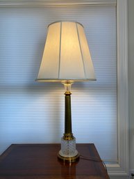 Faceted Crystal Base And Brass Baluster Lamp