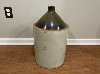 Antique Five Gallon Two Tone Handled Stoneware Jug