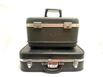 Pairing Of Vintage Black Hard-sided Luggages