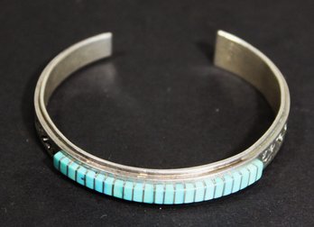 Very Fine Sterling Silver Native American Turquoise Bracelet SJT