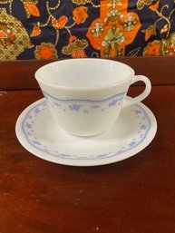 Corelle By Corning Morning Blue Pyrex Cup & Saucer