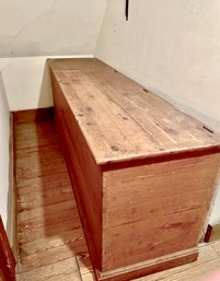 An Antique Wood Bench / Storage Bin With Hinged Lid - Rustic