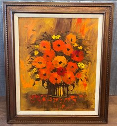 Nicely Framed And Signed Oil On Board Flowers