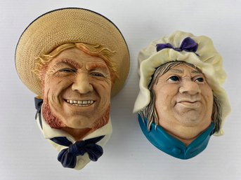 Bossons Chalkware Heads - Jolly Tar & Sarah Gamp