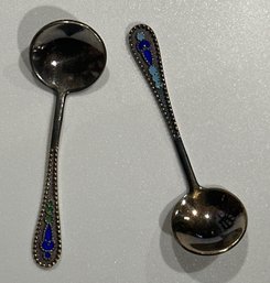 Sweet Sterling Enamel Salt Spoons