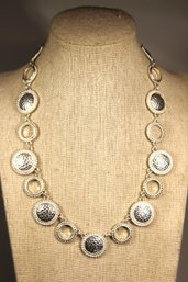 Signed 9 West Silver Tone Vintage Costume Designer Necklace