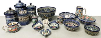 Large Collection Of Boleslawiec Historic European Stoneware