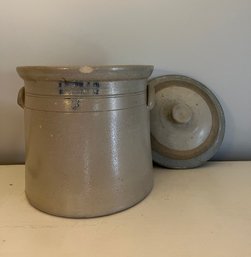 Vintage Three Gallon Stoneware Crock W/lid