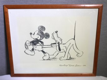 Very Nice Framed Print Of Mickey & Pluto - 1939 - Society Dog Show - 21' X 17' - Very Nice Framed Print