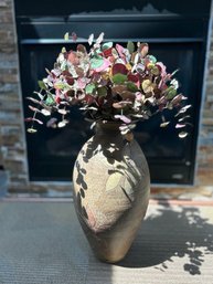 Floral Decorated Pottery Planter Filled With A Beautiful Assortment Of Multicolored Dried Flowers    Den