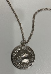 Beautiful Round Sterling Acropolis Pendant Necklace