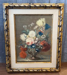 Beautifully Framed Still Life Flower Oil On Canvas Painting