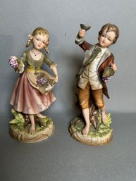 Pair Of Vintage Andrea By Sadek Bisque Boy & Girl Figurines