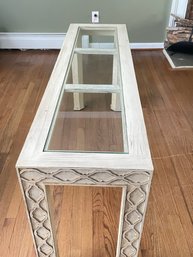 White Washed Glass Topped Hall Table