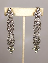 Pair Vintage Evening Wear Rhinestone Clip Earrings