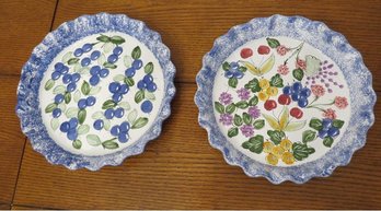A Pair Of Brightly Colored Italian Pottery Quiche Dishes Or Pie Plates