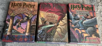 3 Harry Potter Hardcover Novels- All Stated 1st Editions!