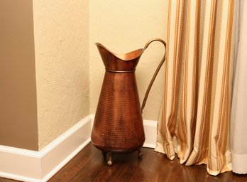 Hammered Copper Floor Pitcher With Feet