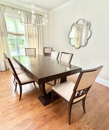 Gorgeous Custom Dark Walnut  Dining Table With Eight Hickory Chair Dining Chairs