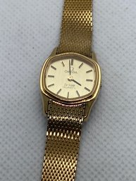 Very Fine Original OMEGA DEVILLE Ladies Watch- Gold Filled With Marked Mesh Band- Working Movement
