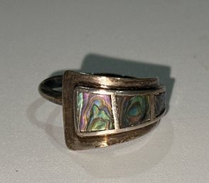 Pretty Adjustable Abalone Sterling Ring