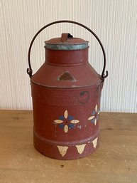 Antique Painted Milk Can Metal Jug