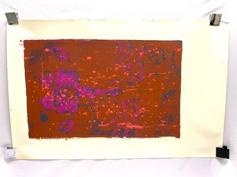 Vintage Original Artist Proof Red Abstract Painting  - Peter Hoffman (1981)