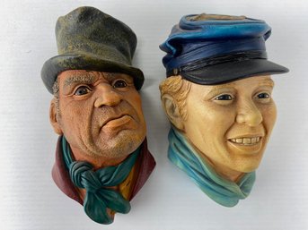 Bossons Chalkware Heads - Bill Sykes & Drummer Boy Civil War