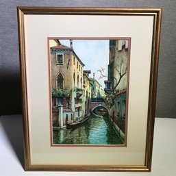Very Nice Framed Original Watercolor From Venice - Signed By Artist - Illegible Signature - Very Nice Painting