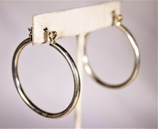 Sterling Silver Hoop Earrings 1 3/4' Round