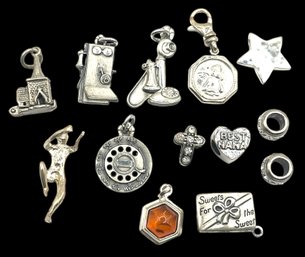 Vintage Lot Of 13 Sterling Silver Charms