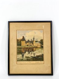 Framed Hand Colored Engraving - French Line - Georges Plasse