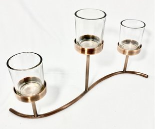 Curved Coppertone 3 Candle Holder