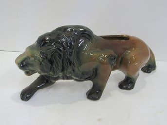 Vintage MCM Mid Century Glazed Creeping  Lion Planter  Figure 15' Long