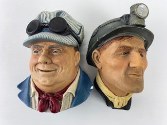 Bossons Chalkware Heads - Engineer & Miner