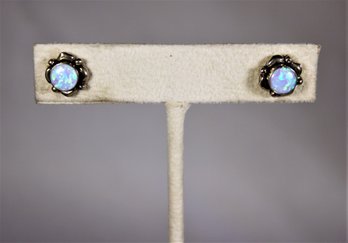 Sterling Silver Opal Pierced Earrings Studs